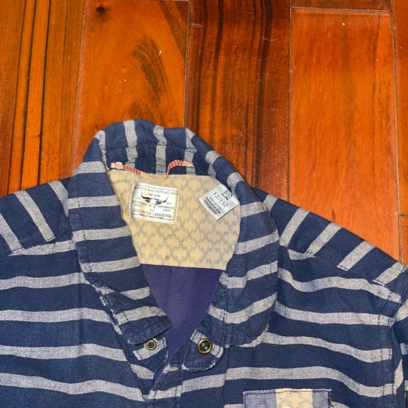Scotch shrunk striped button down shirt navy blue size 12 - Picture 2 of 4